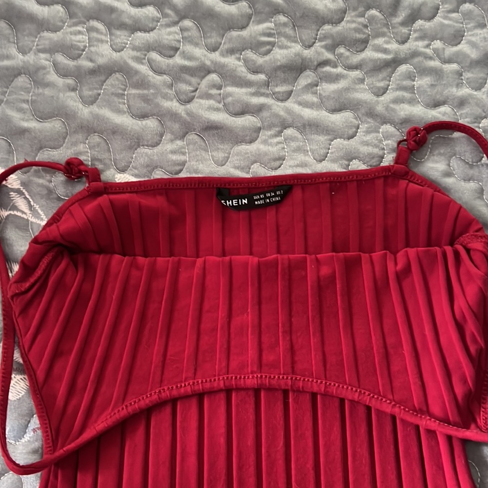 Red Ribbed Mini Dress - Picture 4 of 4